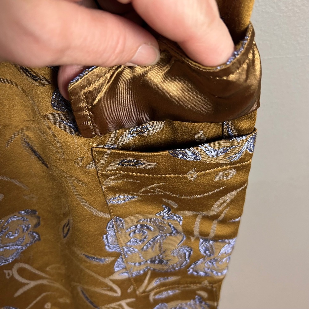 Anthropologie Devin Cargo Pants Small Brown Jacquard Metallic Floral Jogger - Picture 11 of 15
